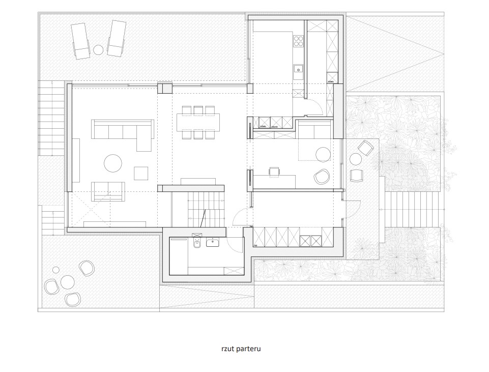 Rzut parteru - układ pomieszczeń